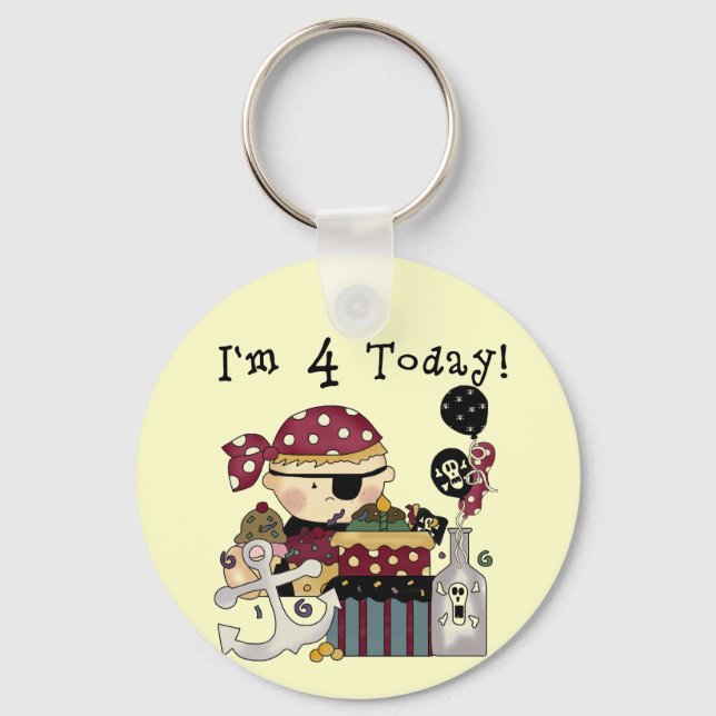 4th Birthday Pirate Tshirts and Gifts Keychain (Front)