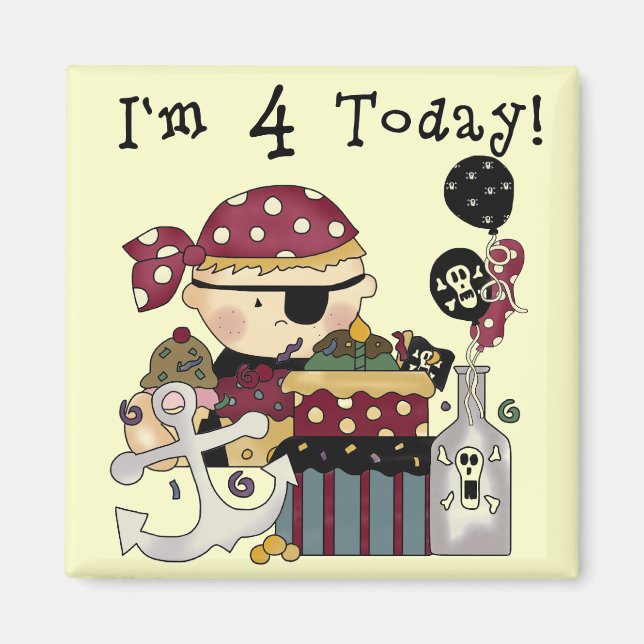 4th Birthday Pirate Tshirts and Gifts Magnet (Front)
