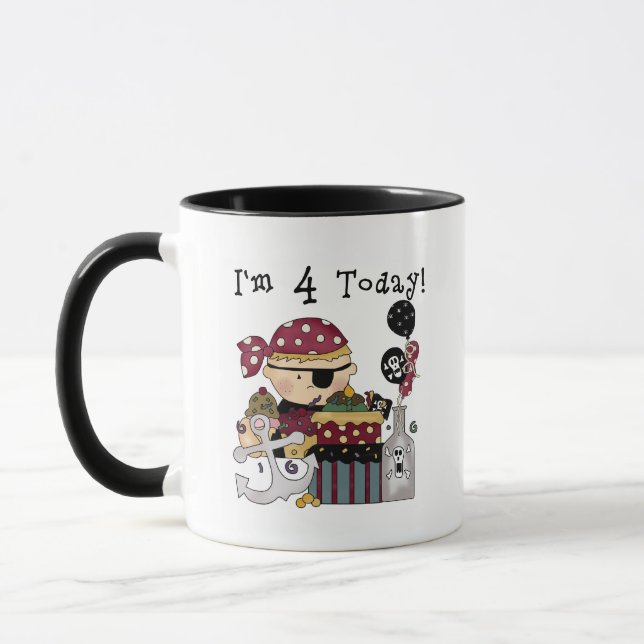 4th Birthday Pirate Tshirts and Gifts Mug (Left)