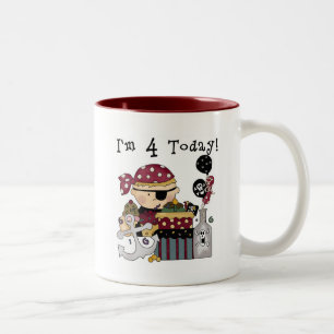 4th Birthday Pirate Tshirts and Gifts Two-Tone Coffee Mug