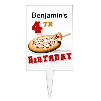 4th Birthday Pizza Party Cake Topper