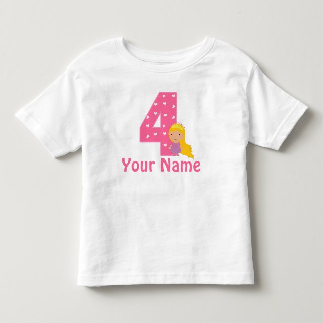 4th Birthday Princess Girls Personalized Shirt (Front)