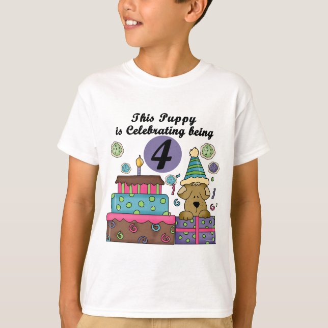 4th Birthday Puppy T-shirts and Gifts (Front)