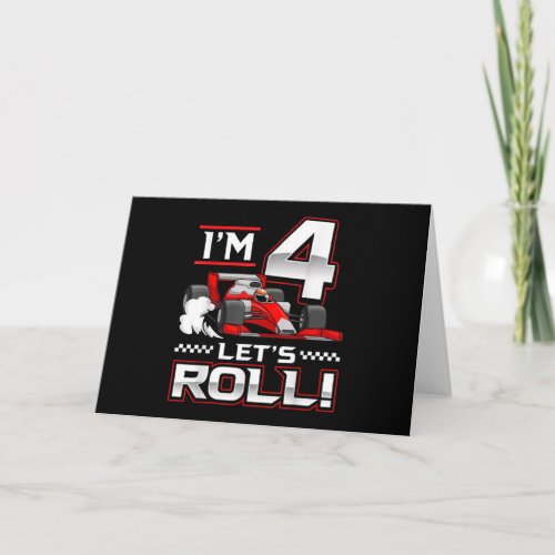 4th Birthday Race Car 4 Year Old Lets Roll Invitation