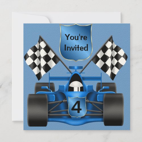 4th BIRTHDAY Race Car Invitation