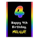 [ Thumbnail: 4th Birthday: Rainbow Spectrum # 4, Custom Name Card ]