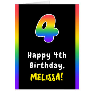 4th Birthday: Rainbow Spectrum # 4, Custom Name Card