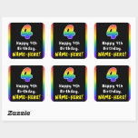 [ Thumbnail: 4th Birthday: Rainbow Spectrum # 4, Custom Name Sticker ]