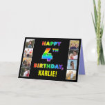 [ Thumbnail: 4th Birthday: Rainbow Text, Custom Photos & Name Card ]