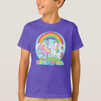 4th Birthday Rainbow Unicorn - Birthday Girl T-Shirt