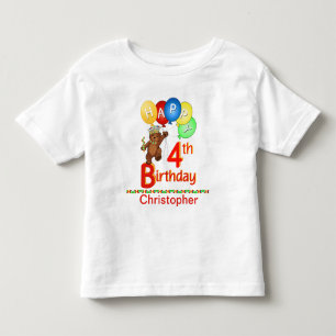 4th Birthday Regal Teddy Beary Custom Name Toddler T-shirt
