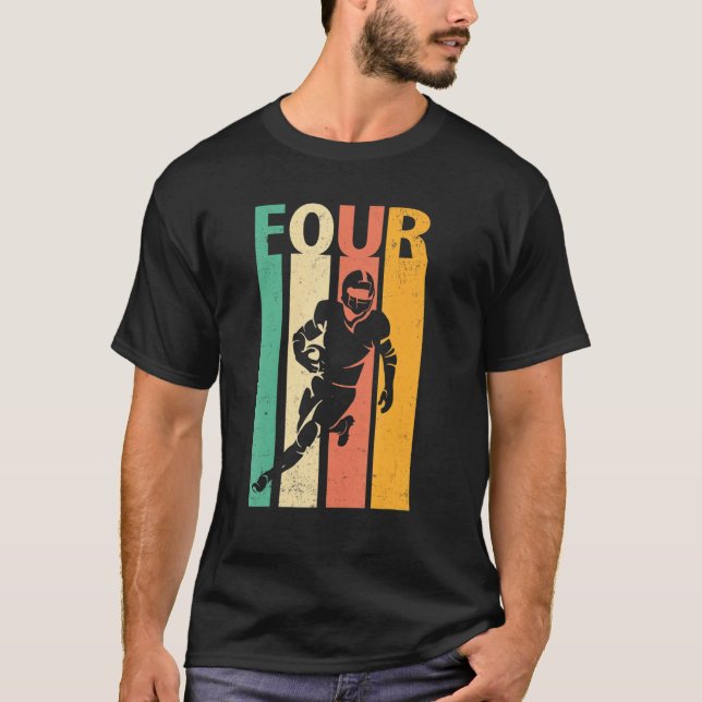 4th Birthday Retro American Football 4 Years Old B T-Shirt (Front)