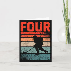 4th Birthday Retro Ice Hockey 4 Years Old Boy Girl Card