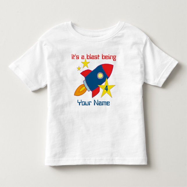 4th Birthday Rocket Ship Personalized T-shirt (Front)