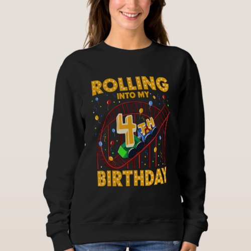 4th Birthday Rollercoaster Amusement Park Birthday Sweatshirt