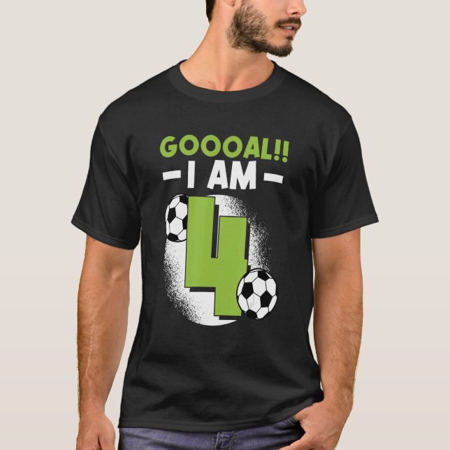 4th Birthday Soccer Themed Birthday Party 4 Years  T-Shirt (Front)