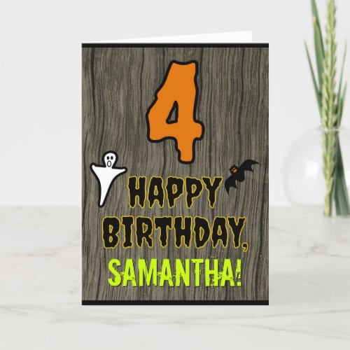 4th Birthday Spooky Halloween Theme  Custom Name Card