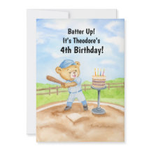 4th Birthday Tee Ball Teddy Bear Baseball