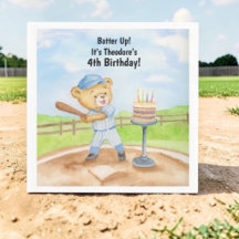 4th Birthday Tee Ball Teddy Bear Baseball