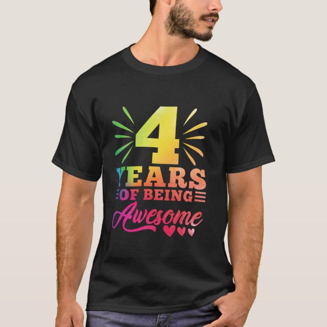 4th Birthday Tie Dye 4 Year old 4 girl year Of Bei T-Shirt (Front)