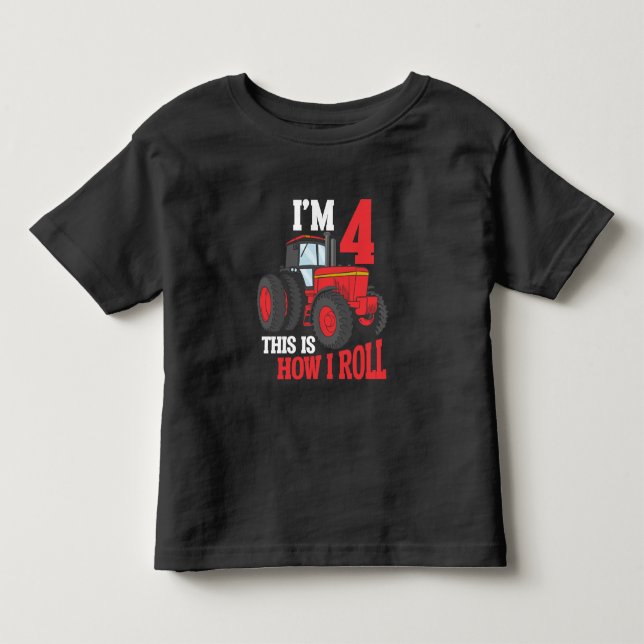 4th Birthday Tractor loving Kid 4 Year Old Farmer Toddler T-shirt (Front)
