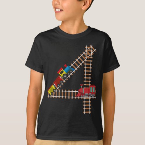 4th Birthday Train 4 Year Old Boys Kids Gift T_Shirt