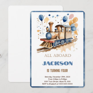4th Birthday Train Invitation