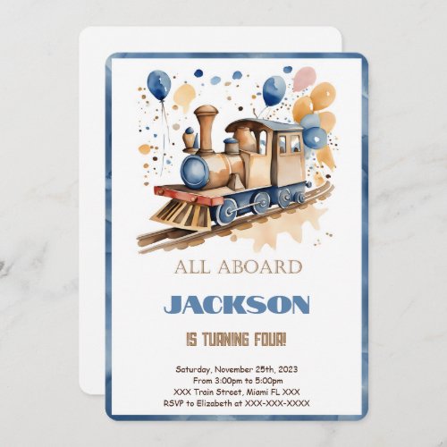 4th Birthday Train Invitation
