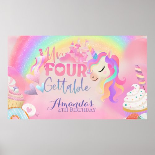4th Birthday Unfourgettable Banner Poster