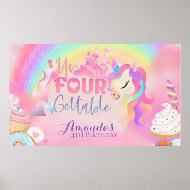 4th Birthday Unfourgettable Banner Poster (Front)