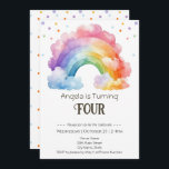4th Birthday Watercolor Rainbow Kids  Invitation<br><div class="desc">Fun watercolor rainbow themed kids party. Available as a digital download printable.
Great for any season. Let's build something fun for your little one on their birthday! Custom,  personalized,  editable electronic download
watercolor,  bright and pastel colors. whimsical illustration,  confetti,  script</div>