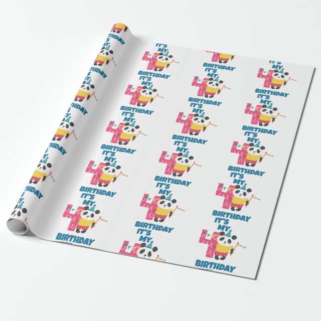 4th Birthday Wrapping Paper (Unrolled)