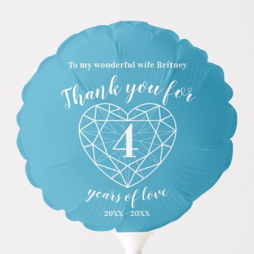 4th blue topaz wedding anniversary custom thanks balloon