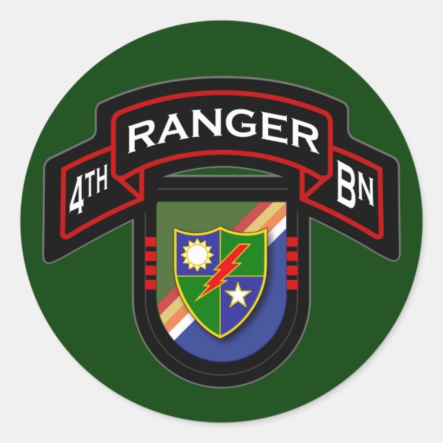 4th Bn, 75th Ranger Regiment - Airborne Classic Round Sticker (Front)