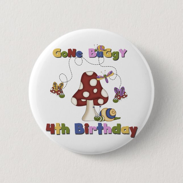 4th Bug Birthday Tshirts and Gifts Pinback Button (Front)
