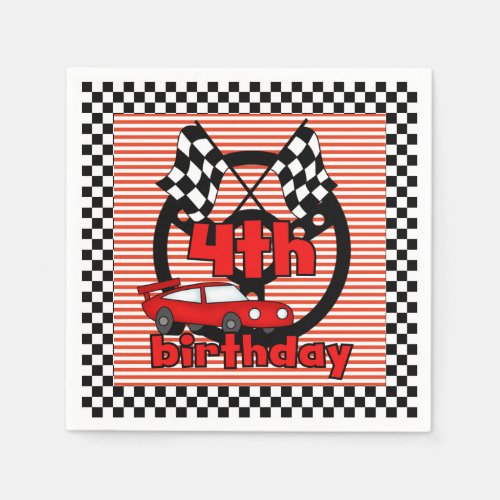 4th Car Racing Birthday Paper Napkins