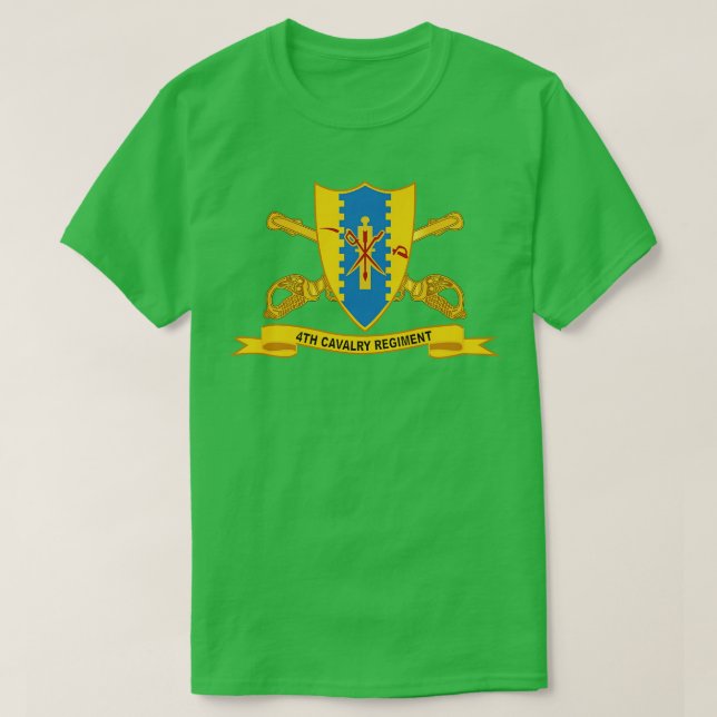 4th Cavalry Regiment w Br Ribbon T-Shirt (Design Front)