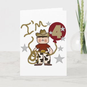 4th Cowboy Birthday Tshirts and Gifts Card