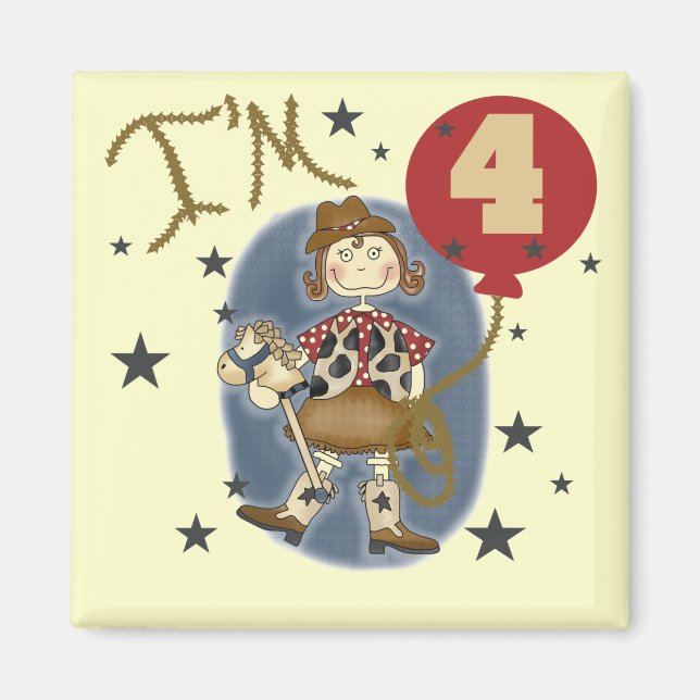 4th Cowgirl Birthday Tshirts and Gifts Magnet (Front)