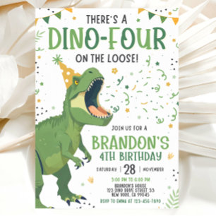 4th Dinosaur Birthday Invitation