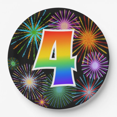 4th Event _ Fun Colorful Bold Rainbow 4 Paper Plates