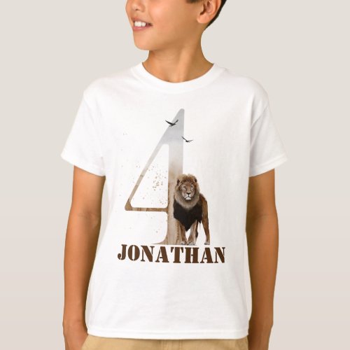 4th Fourth Birthday Safari Lion 4 Four T_Shirt