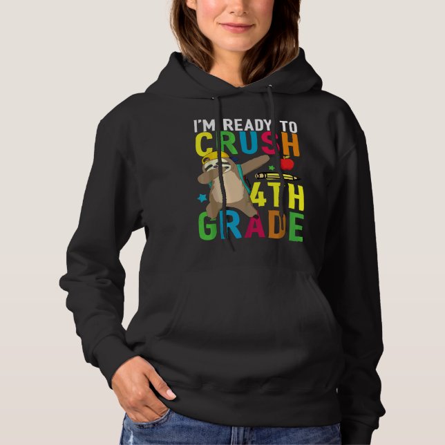 4th Fourth Grade Dabbing Sloth Back To School Girl Hoodie (Front)