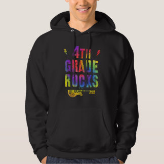 4th Fourth Grade Rocks Tie Dye Back To School Teac Hoodie