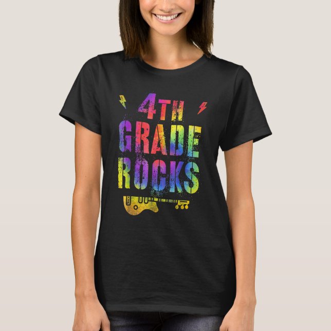 4th Fourth Grade Rocks Tie Dye Back To School Teac T-Shirt (Front)