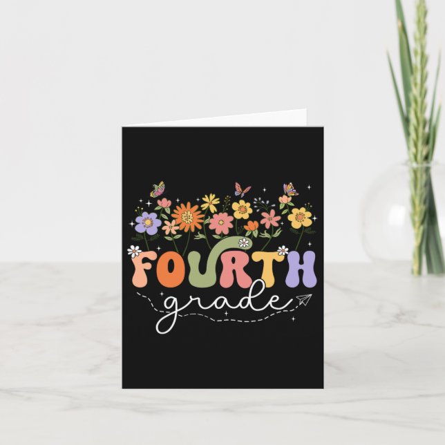 4th Fourth Grade Teacher Wildflower Back To School Card (Front)