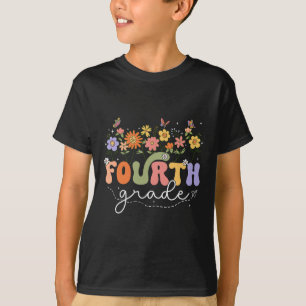 4th Fourth Grade Teacher Wildflower Back To School T-Shirt
