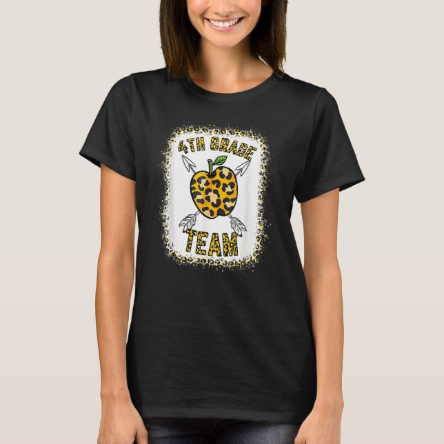 4th Fourth Grade Team Leopard Teacher Student Back T-Shirt (Front)