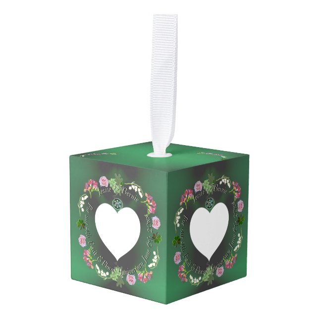 4th Fruit & Floral Anniversary Cube Ornament (Front Angled)