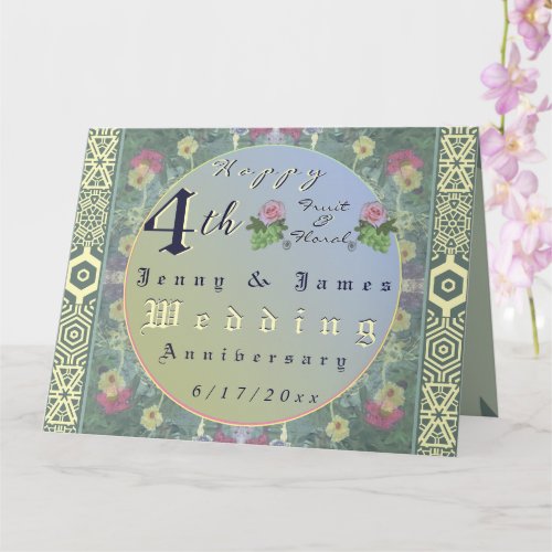 4th Fruit  Floral Wedding Anniversary Card